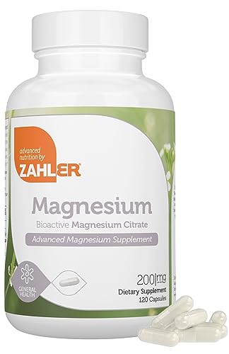 Zahler Magnesium Supplement - 200mg Bioactive Citrate, Certified Kosher, Easy to Swallow - 120 Count