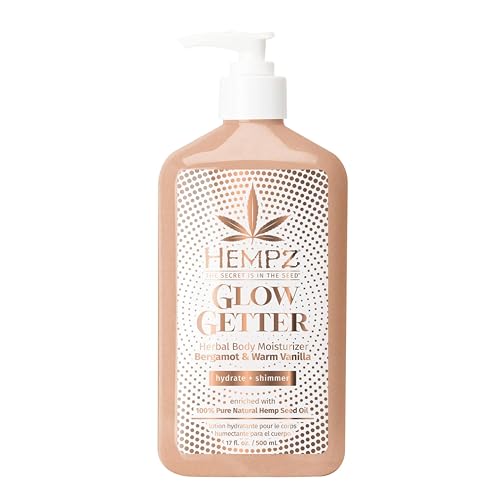 Hempz Glow Getter Body Lotion - Hydrating Shimmer with Bergamot & Amber, 17oz