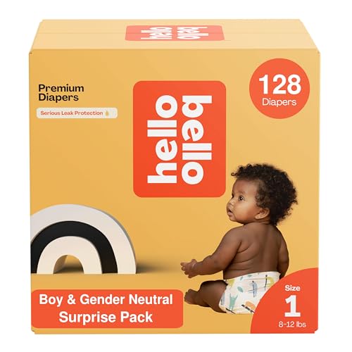 Hello Bello Diapers - Hypoallergenic, Soft Feel, Assorted Boy & Gender Neutral Designs - 128 Count