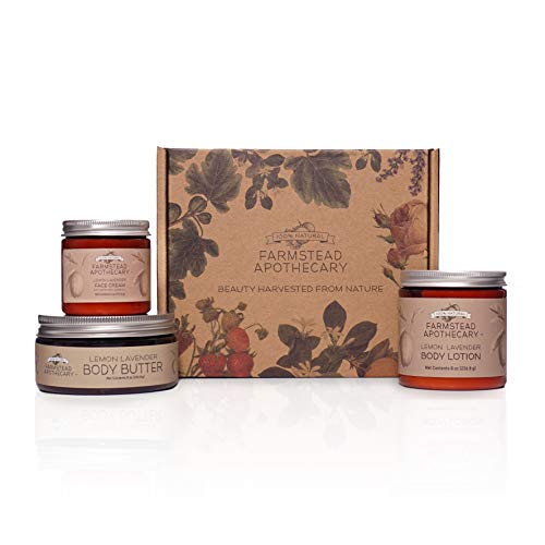 Farmstead Apothecary Body Lotion Set - Nourishing Face Cream & Butters, Lemon Lavender - 18oz