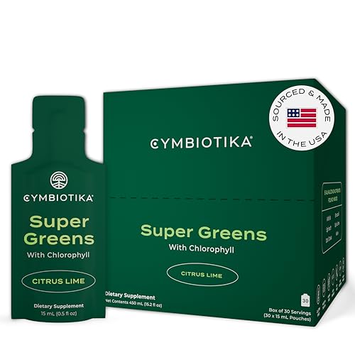 CYMBIOTIKA Super Greens Supplement - Immune Support, Detox & Energy Boost - Citrus Lime, 30 Pouches