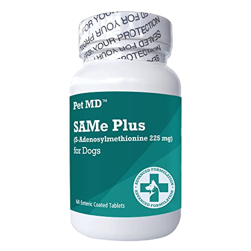 Pet MD SAMe Plus Liver Support for Dogs - Cognitive & Liver Health, 60 Tablets, 225 MG