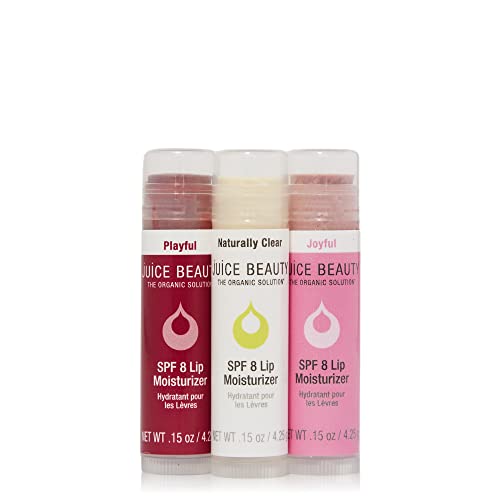 Juice Beauty Lip Balm Trio - Moisturizes & Nourishes with Antioxidant Plant Oils, SPF 8 - 4.25g each