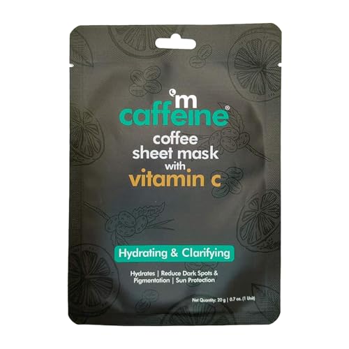 mCaffeine Coffee Sheet Mask - Hydrating with Vitamin C, Hyaluronic Acid for Dark Spots - 1 pc