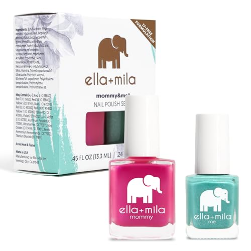 ella+mila Nail Polish Set - Chip Resistant, Vegan Formula, Quick Dry - Cosmo Pink & Glitter Me Green