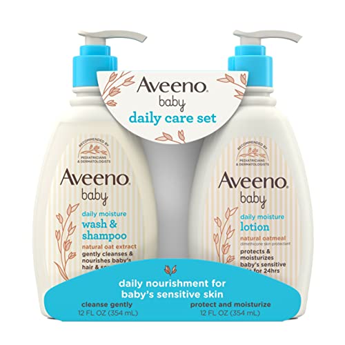 Aveeno Baby Daily Care Gift Set - Nourishing Lotion & Bath Wash, Hypoallergenic, 2-Pack