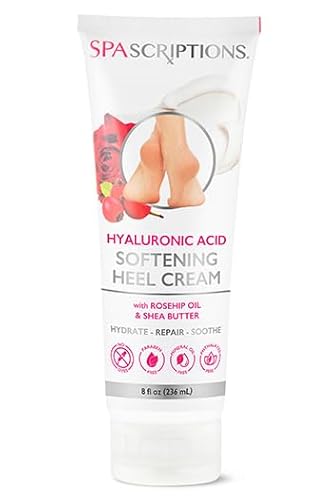 SpaScriptions Foot Cream - Hydrating Heel Repair with Hyaluronic Acid & Rosehip Oil - 8oz