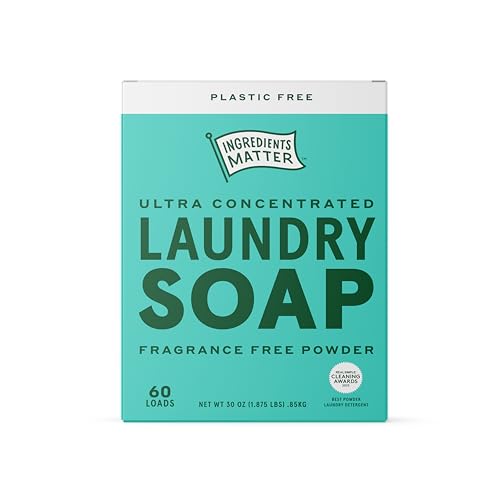 Ingredients Matter Powder Laundry Soap - Fragrance-Free, Hypoallergenic, Plastic-Free - 30oz