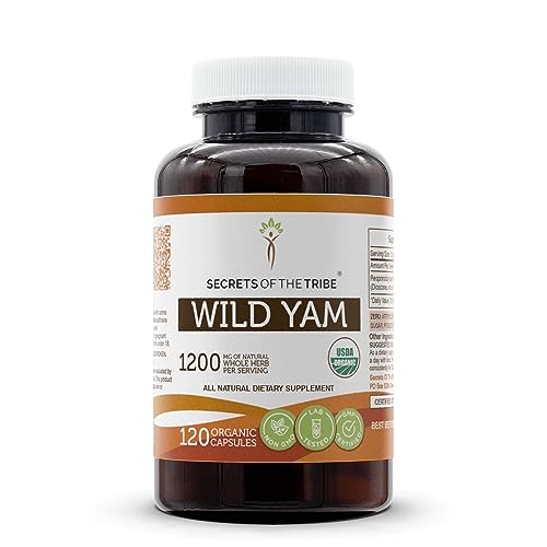 Secrets of the Tribe Wild Yam Herbal Supplement - USDA Organic, 100% Natural, 120 Capsules