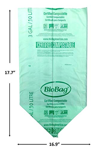 BioBag Compost Bag - 100% Certified Compostable, Fits Most Kitchen Bins - 3 Gallon, 300 Count