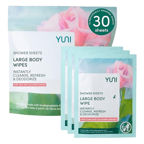 YUNI Beauty Personal Cleansing Wipes - Rose & Cucumber Hydration, Biodegradable - 30 Count