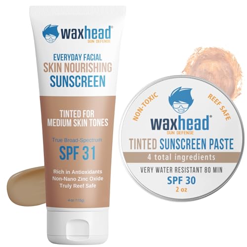 Waxhead Tinted Face Sunscreen - Zinc Oxide Protection, Organic & Non-Comedogenic - 3oz