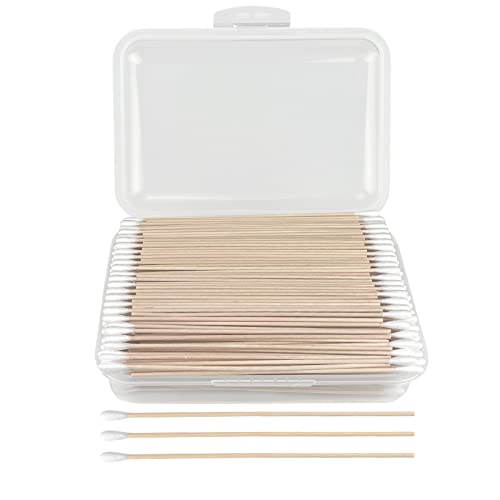 Natural Cotton Swabs - Lint-Free Tips, Durable Bamboo Sticks, 6 Inch, 400 Pcs with Storage Box