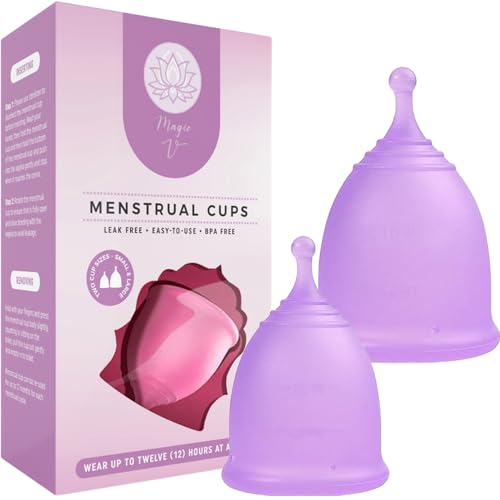 Magic V Menstrual Cups - Comfortable, Safe & Hygienic, Reusable Silicone - Set of 2 Sizes