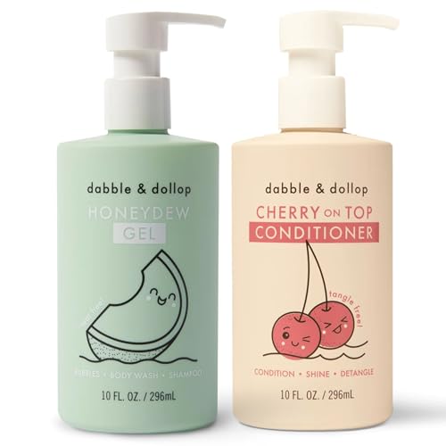 Dabble & Dollop 3-in-1 Kids Shampoo & Body Wash - Vegan, Tear-Free, Natural Scents - Set of 2