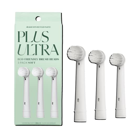 PLUS ULTRA Oral-B Compatible Toothbrush Replacement Heads - Soft Bristles, PFAS-Free - 3 Pack