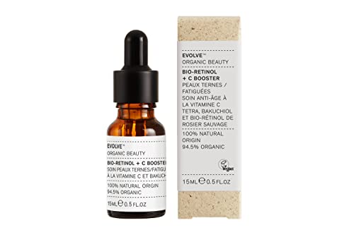 Evolve Organic Beauty Face Serum - Boost Radiance with Bio-Retinol + C, Vegan - 0.24 fl oz