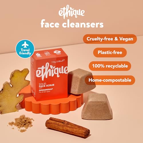 Ethique Gingersnap Face Scrub - Exfoliating, Nourishing, Vegan, Plastic-Free - 4 Bars, 3.53oz