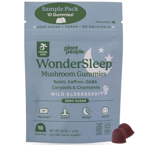 Plant People Sleep Supplement - Melatonin-Free, Vegan Gummies with Reishi & Saffron - Mini Size