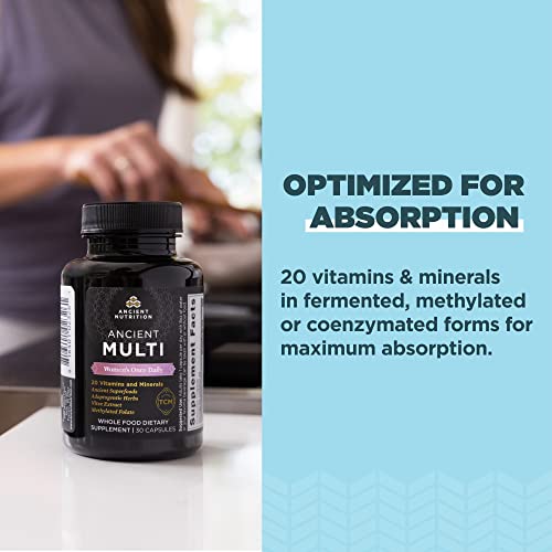 Ancient Nutrition Women's Multivitamin - Supports Bone & Blood Health, 20 Essential Nutrients - 30ct