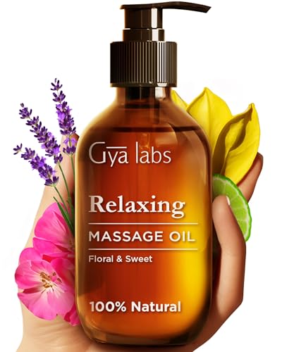 Gya Labs Relaxing Massage Oil - Warming for Sore Muscles, 100% Natural Ingredients - 6.76 fl oz