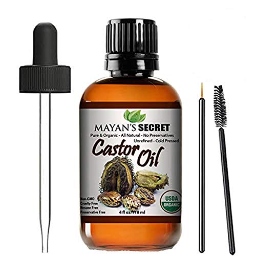 Mayan's Secret Hair Oil - USDA Organic Castor Oil for Hair Growth & Skin Care - 4oz Glass Bottle