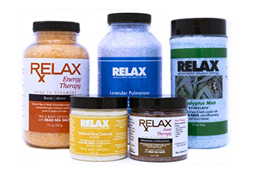 Relax Spa & Bath Soak - Therapeutic Mineral Crystals for Pain Relief, 5 Exquisite Scents
