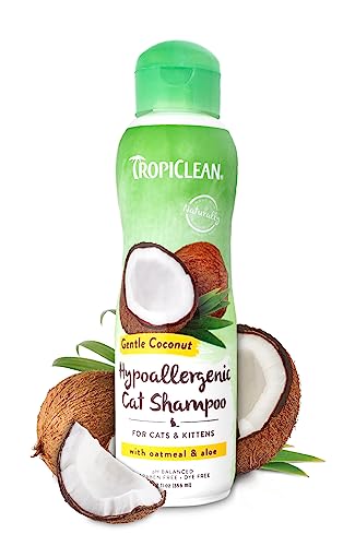 TropiClean Cat Shampoo - Gentle Relief for Sensitive Skin, Natural Ingredients - 12oz