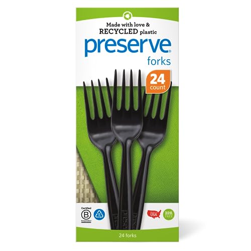 Preserve Recycled Plastic Forks - Durable, BPA-Free, B Corp & Climate Neutral Certified - 24 Count