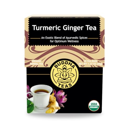 Buddha Teas Organic Turmeric Ginger Tea - Caffeine-Free, USDA Organic, 18 Bleach-Free Bags