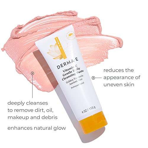 Derma E Vitamin C Face Wash - Brightening & Clarifying with Turmeric, 100% Vegan - 4oz