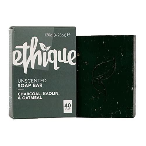 Ethique Unscented Charcoal & Oatmeal Soap Bar - Moisturizing for Sensitive Skin - 4.23oz