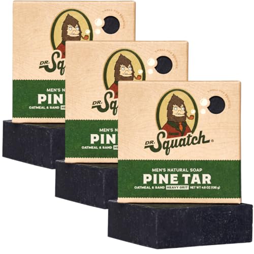 Dr. Squatch Men's Bar Soap Set - Pine Tar Scent, All-Natural Ingredients - 3 Bars (4.8oz)