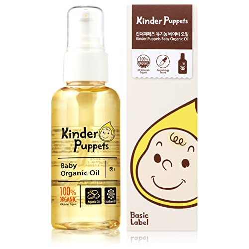 Kinder Puppets Organic Baby Oil - Moisturizes & Protects Skin, Lavender Aroma - 2.02 fl. oz.