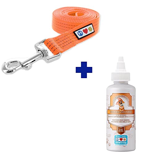 Pawtitas Pet Care Bundle - Durable Reflective Leash & Natural Ear Cleaner for Dogs