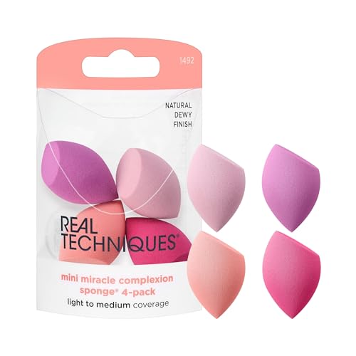 Real Techniques Mini Miracle Complexion Sponge 4 Pack - Blends Foundation & Concealer, Latex-Free