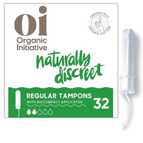 Oi Feminine Care Set - Organic Cotton Tampons, Toxin-Free, Biocompatible Applicator - 32 Count