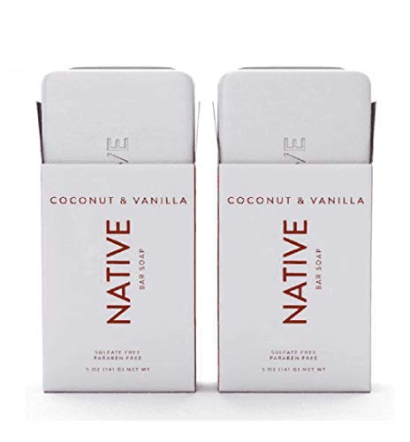 Native Coconut & Vanilla Bar Soap - Gentle Cleansing, Natural Ingredients - 5oz, 2 PACK