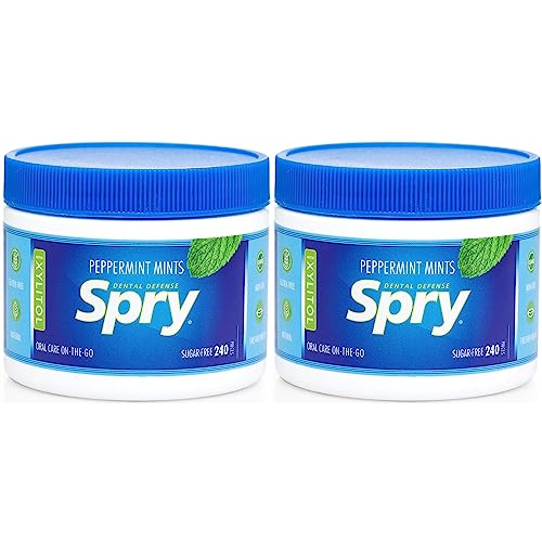 Spry Xylitol Mints - Promotes Oral Health, Freshens Breath, Sugar-Free Peppermint - 240 Count