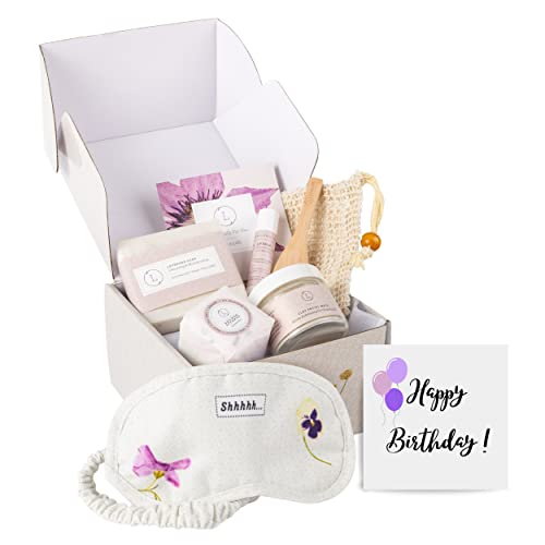 Lizush Bath and Body Set - All-Natural Lavender Spa Experience, Handmade Gift Box - 6 Pieces