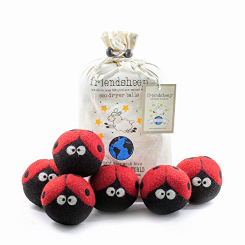 Friendsheep Wool Dryer Balls - Organic, Reusable, Hypoallergenic, 6 Extra Large Balls