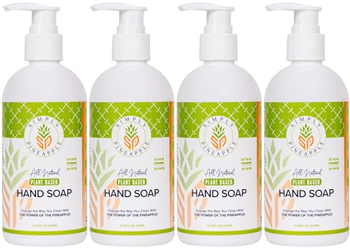 Simply Pineapple Natural Hand Soap - Gentle Cleansing, Eczema-Friendly, No Fragrance - 4-Pack