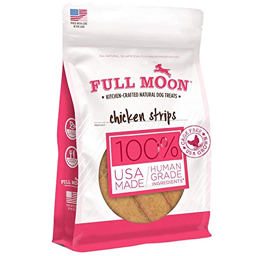 Full Moon Dog Treats - Human-Grade, Grain-Free Chicken Strips, 1.5lb, Made in USA