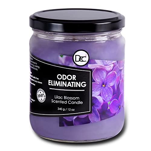 Lilac Blossom Candle - Eliminates 95% of Odors, Vegan & Gluten-Free, 80-Hour Burn - 12oz