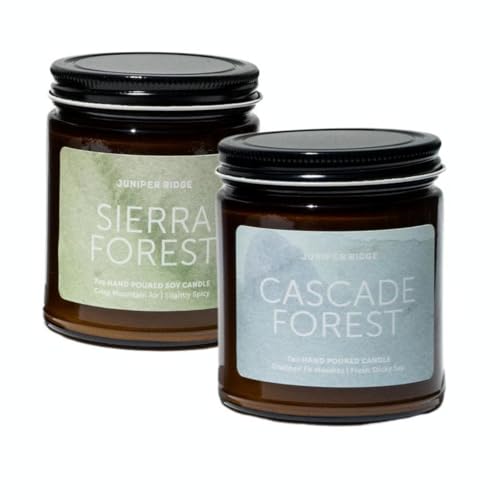 Juniper Ridge Candle Set - Sierra & Cascade Forest Scents, Handpoured Soy Wax - 7oz Each