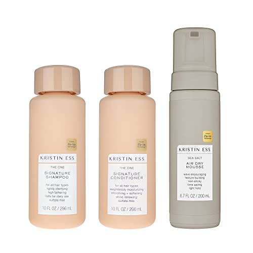 Kristin Ess Hair Care Set - Hydrating Shampoo & Conditioner, Texturizing Mousse - 3 Products