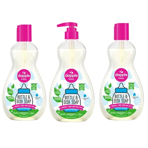 Dapple Baby Bottle Soap - Hypoallergenic, Plant-Powered Cleaning, Fragrance Free - 16.9 Fl Oz