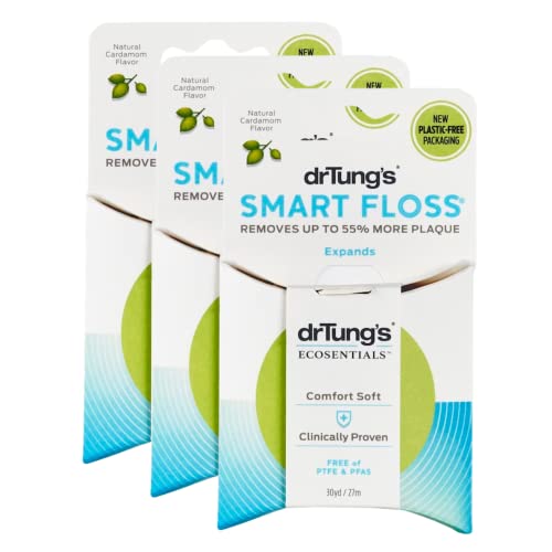 DrTung's Dental Floss - Gentle, Expanding Cardamom Flavor, PTFE & BPA Free - Pack of 3