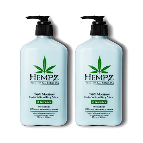 Hempz Body Lotion - 24-Hour Hydration, Nourishing Oils, Vegan Formula - 17 Fl Oz (Pack of 2)