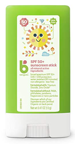 Babyganics SPF 50 Sunscreen Stick - Broad Spectrum UVA/UVB Protection, Non-Allergenic - 2 Pack